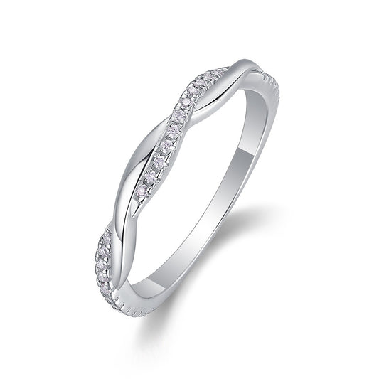 Bague Twin-Life en moissanite – Anneau torsadé en argent S925 à 28 pierres, bijou symbolique en forme de cœurs connectés