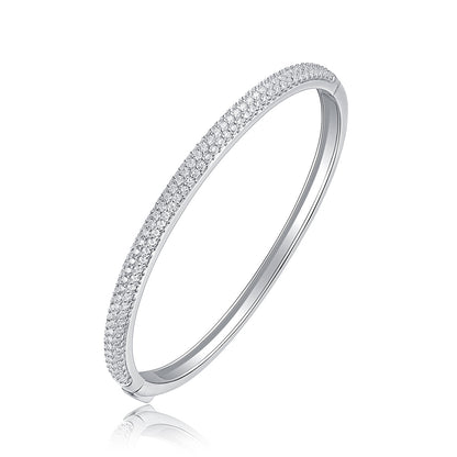 Whisper Moissanite Bangle - S925 Sterling Silver Plated with 18K white gold, 145-Stone D Color 1.5mm Full Eternity Bracelet