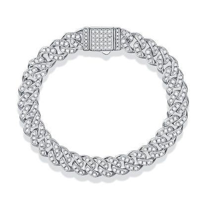 Light of Faith Cuban Chain Bracelet - 8mm S925 Sterling Silver Moissanite Unisex Jewelry, Hip Hop Style Religious Gift