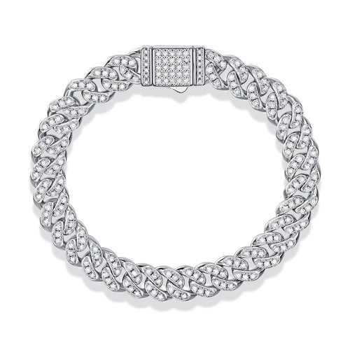 Light of Faith Cuban Chain Bracelet - 8mm S925 Sterling Silver Moissanite Unisex Jewelry, Hip Hop Style Religious Gift