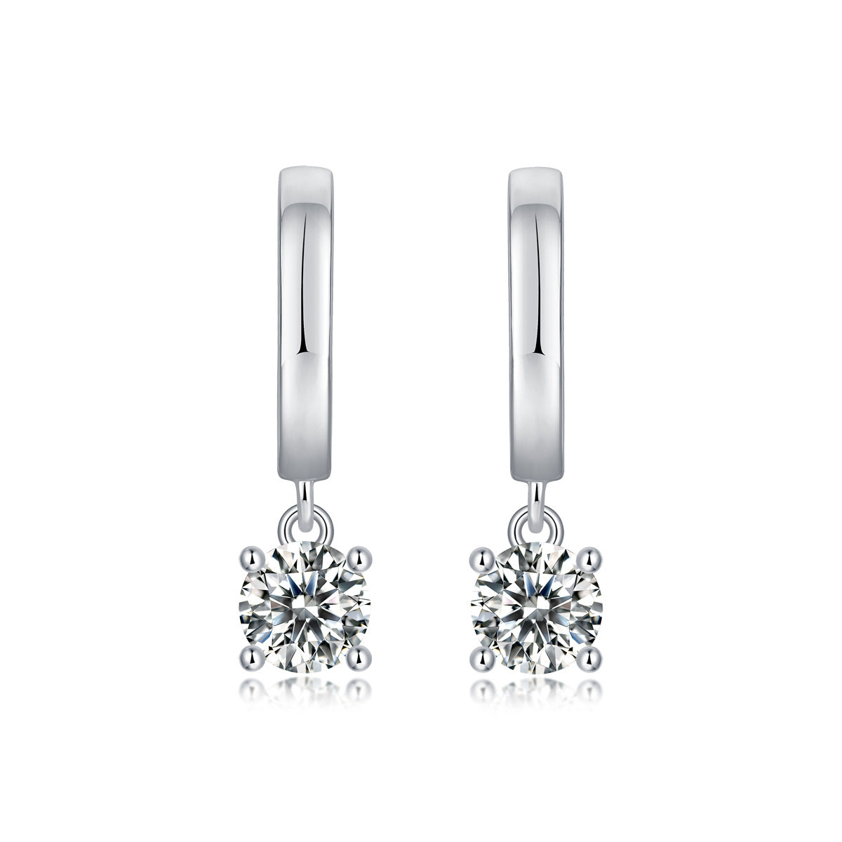 Rain Drop Moissanite Huggie Earrings | 1 Carat D Color 3EX Stones | 925 Sterling Silver, 18K White Gold Plated Luxury Jewelry
