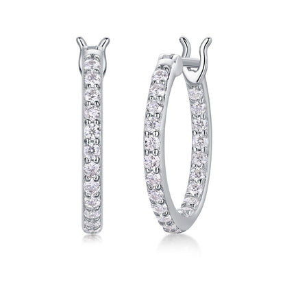 Flowing Light Moissanite Hoop Earrings - 44-Stone S925 Silver 18K White Gold Plated, 0.022ct per Stone Total 0.97ct D Color
