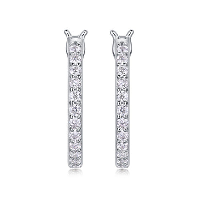 Flowing Light Moissanite Hoop Earrings - 44-Stone S925 Silver 18K White Gold Plated, 0.022ct per Stone Total 0.97ct D Color