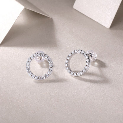 Infinite Loop Moissanite Stud Earrings | 40 D Color 3EX Stones | 925 Sterling Silver, 18K White Gold Plated, GRA Certified Luxury Jewelry