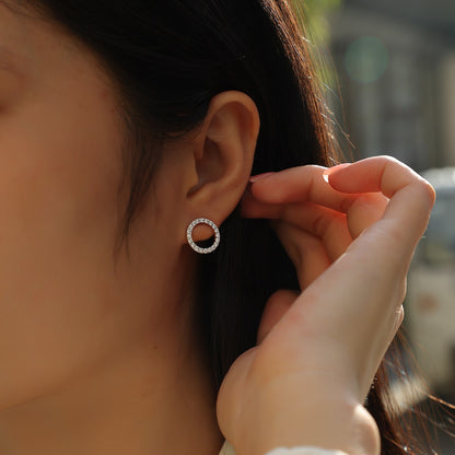 Infinite Loop Moissanite Stud Earrings | 40 D Color 3EX Stones | 925 Sterling Silver, 18K White Gold Plated, GRA Certified Luxury Jewelry