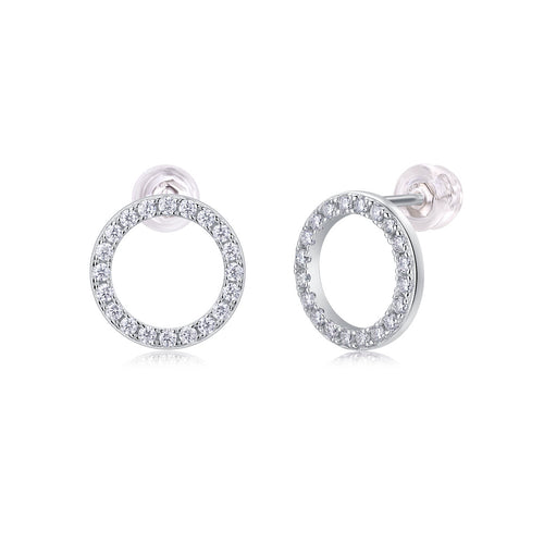 Infinite Loop Moissanite Stud Earrings | 40 D Color 3EX Stones | 925 Sterling Silver, 18K White Gold Plated, GRA Certified Luxury Jewelry