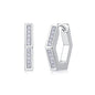 State of Mind Geometric Huggies - 20-Stone D Color 3EX Moissanite, S925 Sterling Silver 18K White Gold Plated Earrings