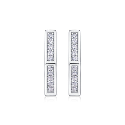 State of Mind Geometric Huggies - 20-Stone D Color 3EX Moissanite, S925 Sterling Silver 18K White Gold Plated Earrings