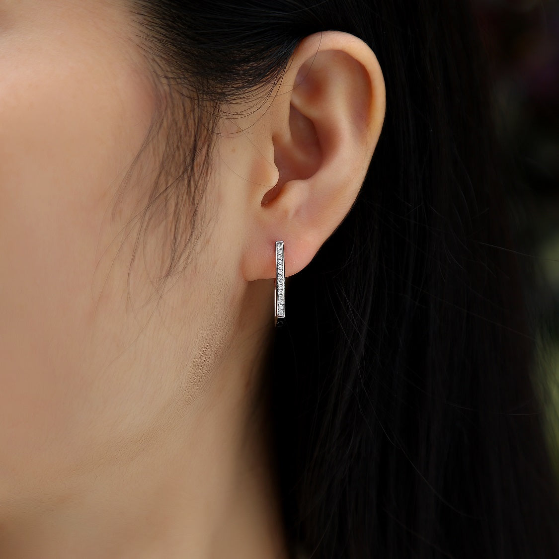 Rectangular Moissanite Earrings | 28 D Color 3EX Stones | 925 Sterling Silver, 18K White Gold Plated Hypoallergenic Jewelry