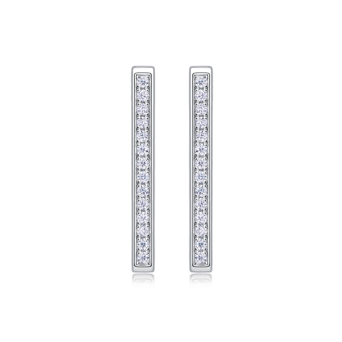 Rectangular Moissanite Earrings | 28 D Color 3EX Stones | 925 Sterling Silver, 18K White Gold Plated Hypoallergenic Jewelry
