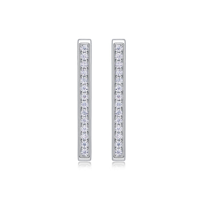 Rectangular Moissanite Earrings | 28 D Color 3EX Stones | 925 Sterling Silver, 18K White Gold Plated Hypoallergenic Jewelry
