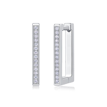 Rectangular Moissanite Earrings | 28 D Color 3EX Stones | 925 Sterling Silver, 18K White Gold Plated Hypoallergenic Jewelry