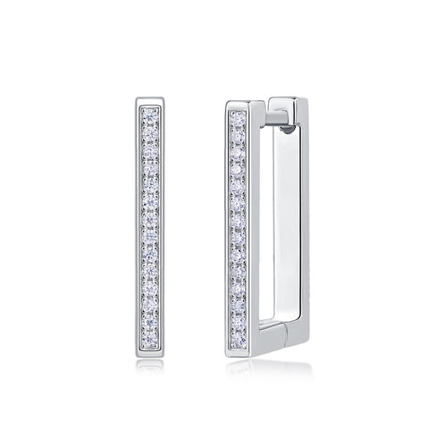 Rectangular Moissanite Earrings | 28 D Color 3EX Stones | 925 Sterling Silver, 18K White Gold Plated Hypoallergenic Jewelry