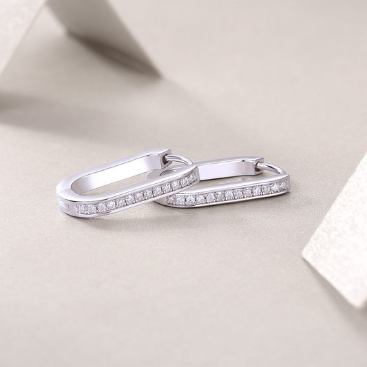 Oval-shaped Moissanite Earrings | 26 D-color 3EX Moissanite, S925 Sterling Silver, Plated with 18K White Gold