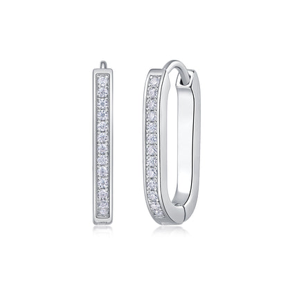 Oval-shaped Moissanite Earrings | 26 D-color 3EX Moissanite, S925 Sterling Silver, Plated with 18K White Gold