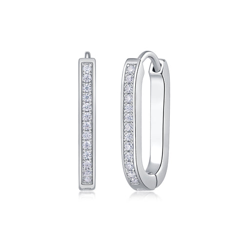 Oval-shaped Moissanite Earrings | 26 D-color 3EX Moissanite, S925 Sterling Silver, Plated with 18K White Gold