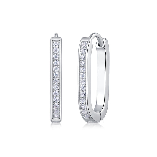 Oval-shaped Moissanite Earrings | 26 D-color 3EX Moissanite, S925 Sterling Silver, Plated with 18K White Gold