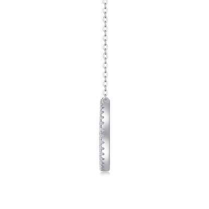 Moissanite Circle Pendant - S925 Silver 18K White Gold Plated, 70-Stone 1.4ct D Color 3EX Cut Necklace for Women