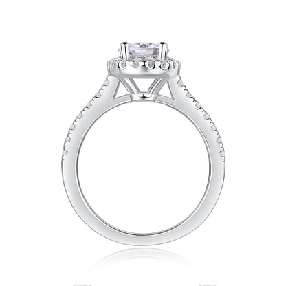 Bague de fiançailles en argent S925 avec moissanite 1 carat, taille ronde de 6,5 mm, halo pour femme, bijoux de mariage