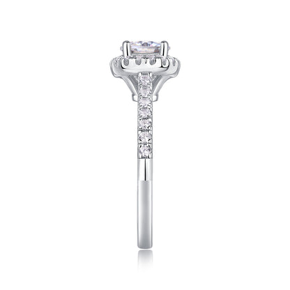 Bague de fiançailles en argent S925 avec moissanite 1 carat, taille ronde de 6,5 mm, halo pour femme, bijoux de mariage