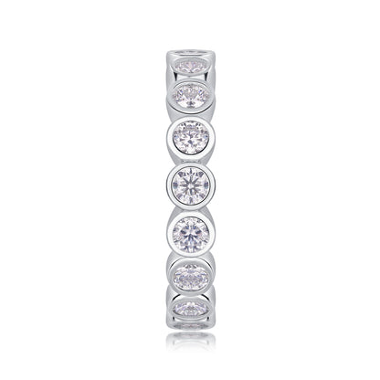 Bague empilable en moissanite Breaking Cocoon - Argent sterling S925 plaqué or blanc 18 carats, 18 pierres de couleur D, taille 3EX, pour femme