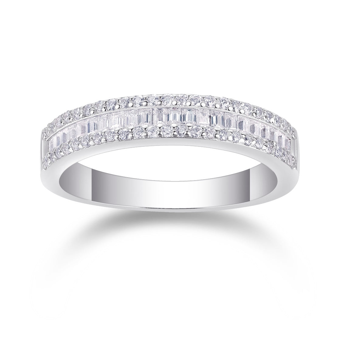 Beautiful Moment Eternity Ring - 4.4mm S925 Sterling Silver Moissanite Band, 68 Stone Light Luxury Wedding Jewelry