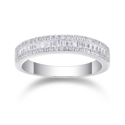 Beautiful Moment Eternity Ring - 4.4mm S925 Sterling Silver Moissanite Band, 68 Stone Light Luxury Wedding Jewelry