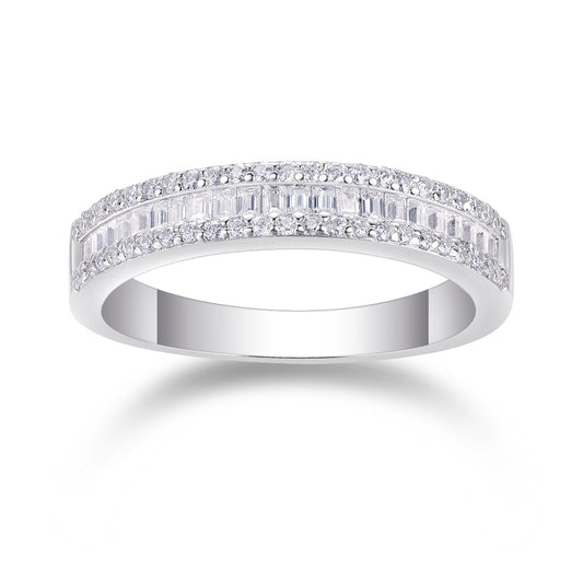 Bague d'éternité Beautiful Moment - Bague en argent sterling S925 avec moissanite de 4,4 mm, 68 pierres, bijou de mariage de luxe léger