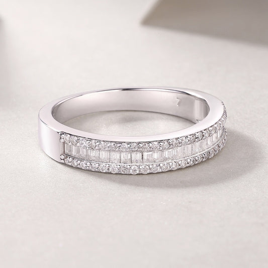Bague d'éternité Beautiful Moment - Bague en argent sterling S925 avec moissanite de 4,4 mm, 68 pierres, bijou de mariage de luxe léger