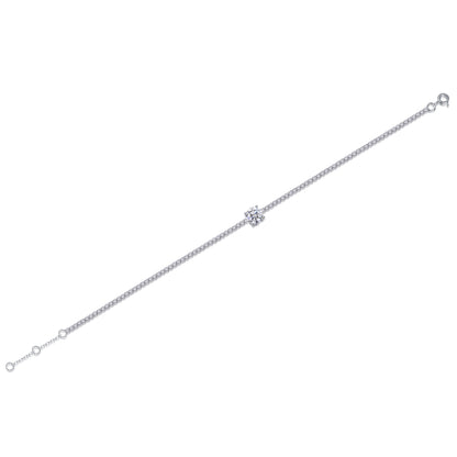 Dawn Dewdrop Moissanite Bracelet - 1ct Center Stone with CZ Accents, S925 Sterling Silver 4.5g Light Luxury Jewelry