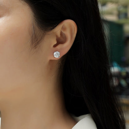 Pure Love 2ct Moissanite Stud Earrings - S925 Sterling Silver Four-Prong Minimalist Earrings for Women, Luxury Diamond Alternative