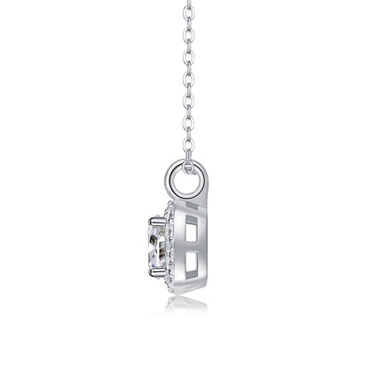 Square Moissanite Pendant Necklace - S925 Sterling Silver Light Luxury Jewelry for Women, Elegant Birthday Gift for Her