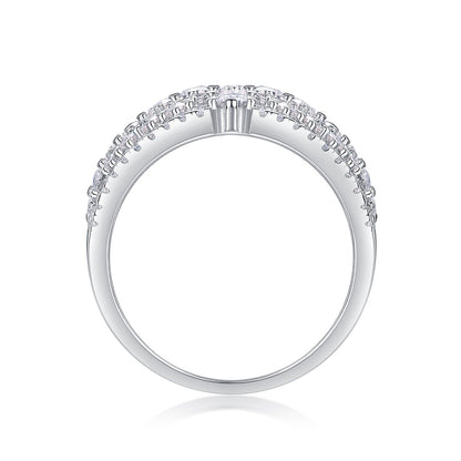 Bague Ballet of Time en moissanite – Bague d'éternité en argent sterling S925, 138 pierres, coupe 3EX, couleur D, lumière dansante