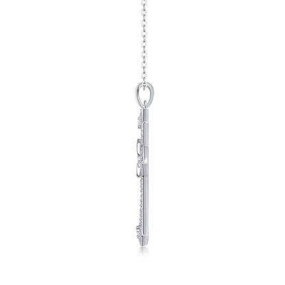 Shield of Love Moissanite Cross Necklace - 92-Stone S925 Sterling Silver Pendant, 3EX Cut D Color Religious Jewelry