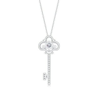 Twilight Key Moissanite Necklace - 0.5ct Key Pendant S925 Sterling Silver, Unlock Love Symbolism Eternal Jewelry Gift