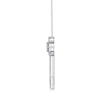 Twilight Key Moissanite Necklace - 0.5ct Key Pendant S925 Sterling Silver, Unlock Love Symbolism Eternal Jewelry Gift