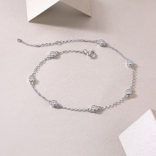 7-Stone/20-Stone Moissanite Bubble Bracelet - Adjustable S925 Sterling Silver Light Luxury Chain, 0.7ct Total D Color Jewelry