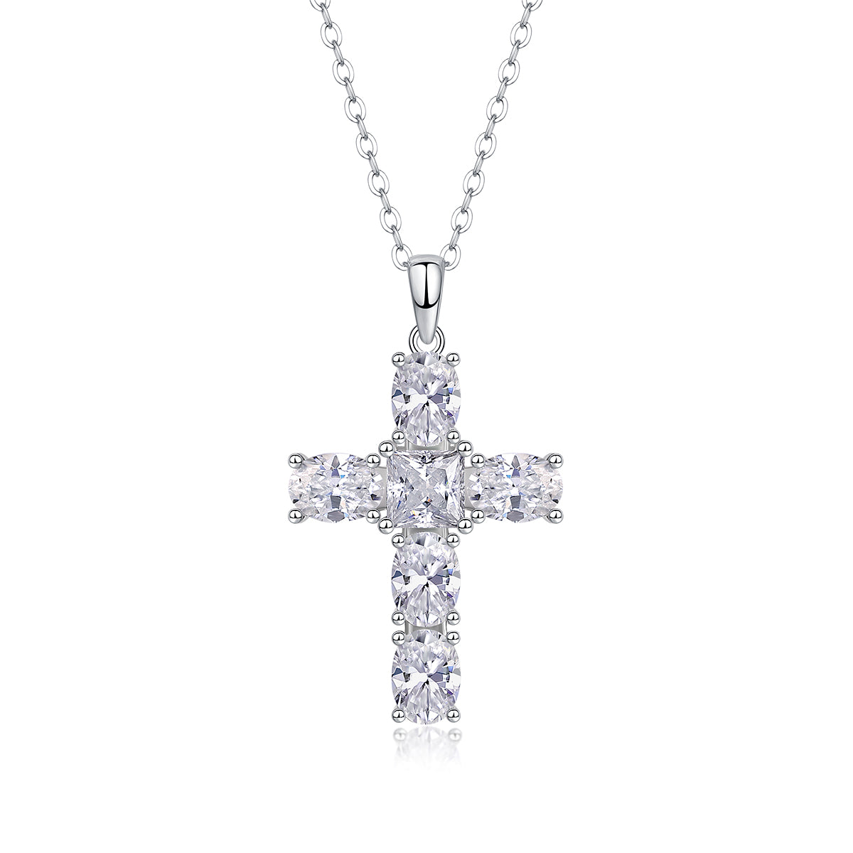S925 Sterling Silver Moissanite Cross Pendant Necklace for Women - Personalized Elegant Clavicle Chain, Dainty Christian Jewelry Gift for Her, Wedding Party Everyday Wear