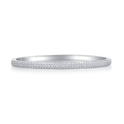 Whisper Moissanite Bangle - S925 Sterling Silver Plated with 18K white gold, 145-Stone D Color 1.5mm Full Eternity Bracelet