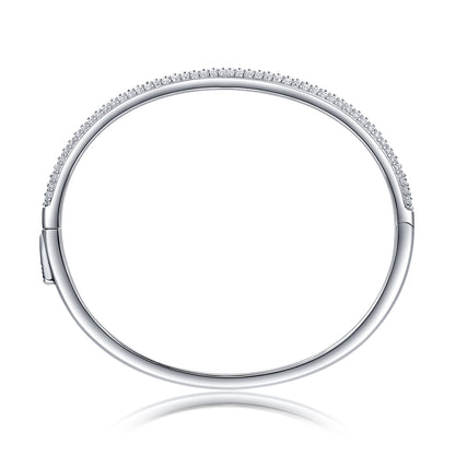 Whisper Moissanite Bangle - S925 Sterling Silver Plated with 18K white gold, 145-Stone D Color 1.5mm Full Eternity Bracelet