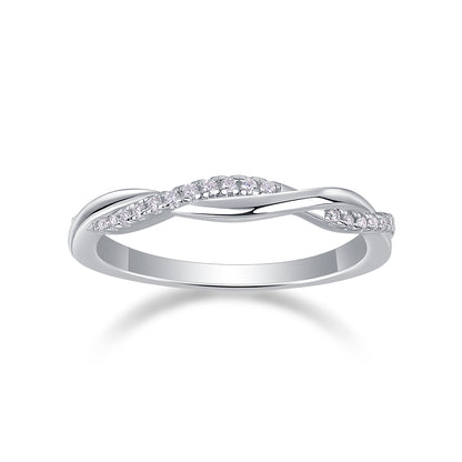 Bague Twin-Life en moissanite – Anneau torsadé en argent S925 à 28 pierres, bijou symbolique en forme de cœurs connectés