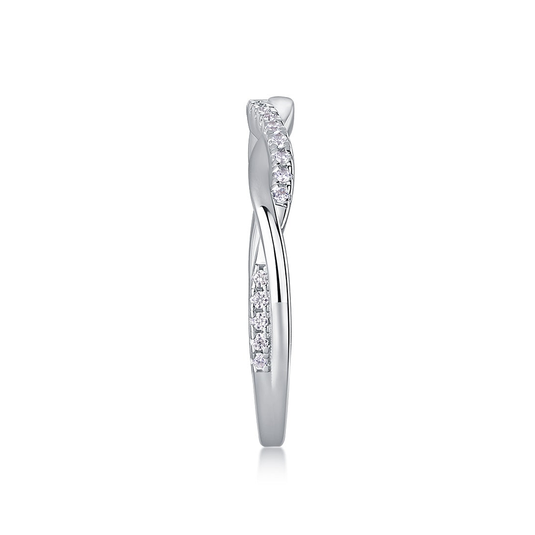 Bague Twin-Life en moissanite – Anneau torsadé en argent S925 à 28 pierres, bijou symbolique en forme de cœurs connectés
