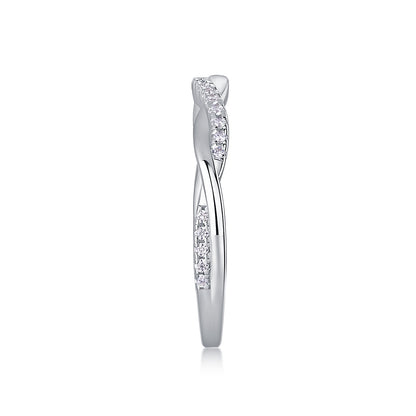Bague Twin-Life en moissanite – Anneau torsadé en argent S925 à 28 pierres, bijou symbolique en forme de cœurs connectés
