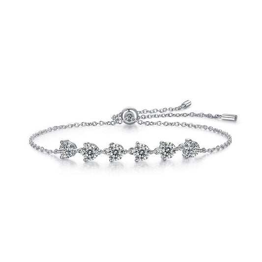 Dreamy Hues Moissanite Bracelet - S925 Sterling Silver Galaxy Jewelry, 0.5ct*6-Stone