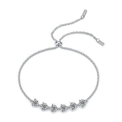 Dreamy Hues Moissanite Bracelet - S925 Sterling Silver Galaxy Jewelry, 0.5ct*6-Stone
