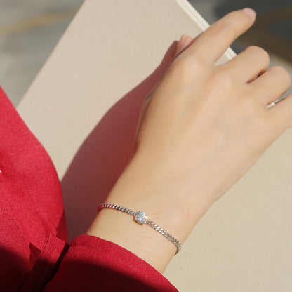 Moissanite Tennis Bracelet - 1ct/2ct D Color 3EX Cut, S925 Sterling Silver 18K White Gold Plated Light Luxury Jewelry | Cuban chain