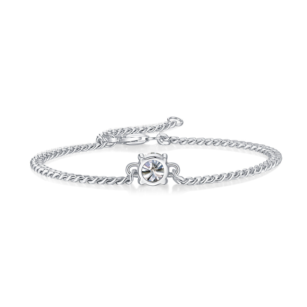 Moissanite Tennis Bracelet - 1ct/2ct D Color 3EX Cut, S925 Sterling Silver 18K White Gold Plated Light Luxury Jewelry | Cuban chain