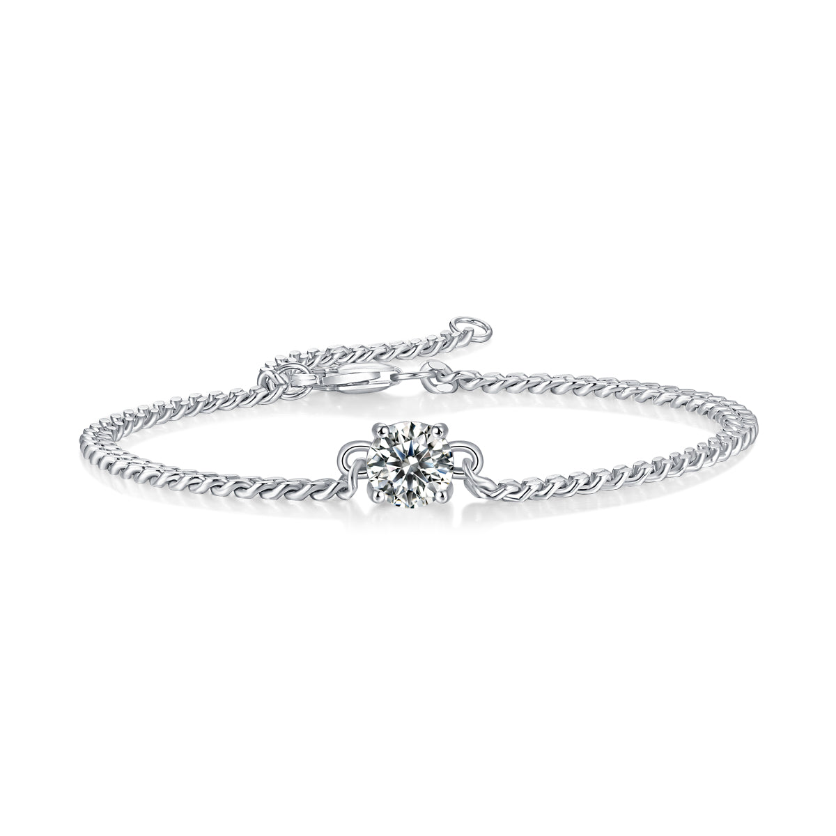 Moissanite Tennis Bracelet - 1ct/2ct D Color 3EX Cut, S925 Sterling Silver 18K White Gold Plated Light Luxury Jewelry | Cuban chain