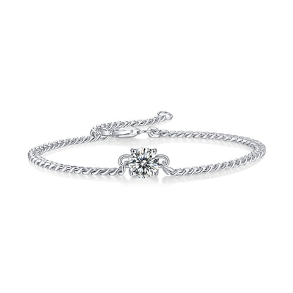 Moissanite Tennis Bracelet - 1ct/2ct D Color 3EX Cut, S925 Sterling Silver 18K White Gold Plated Light Luxury Jewelry | Cuban chain
