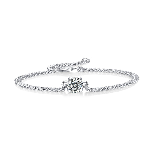Moissanite Tennis Bracelet - 1ct/2ct D Color 3EX Cut, S925 Sterling Silver 18K White Gold Plated Light Luxury Jewelry | Cuban chain